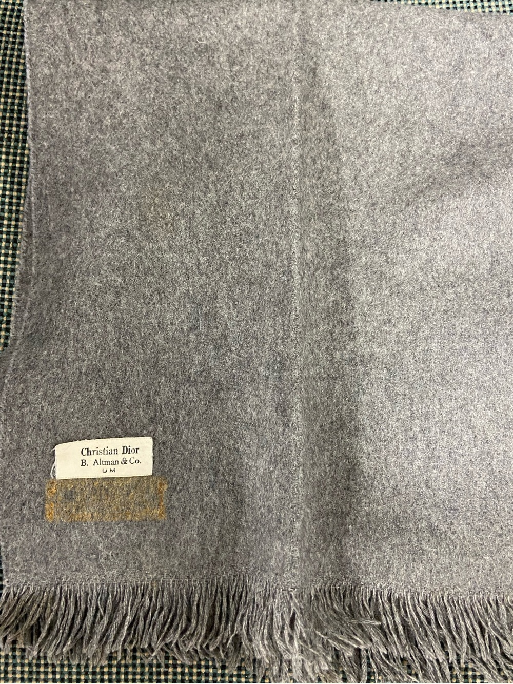 Christian Dior Vintage Men’s Light Gray Wool Fringe Scarf